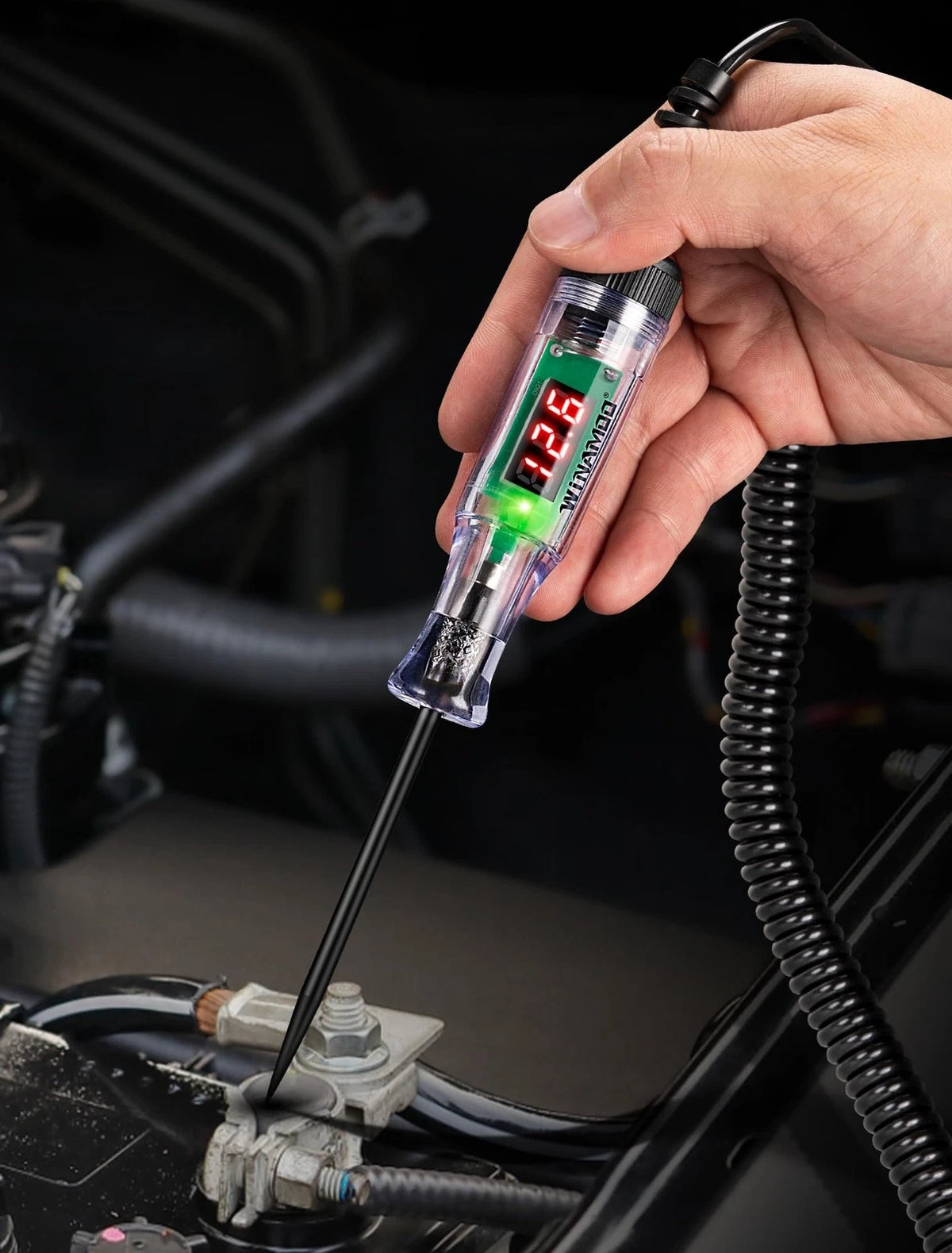 WINAMOO Automotive Test Light with 3-48V LED Digital Voltage 3V-48V, black