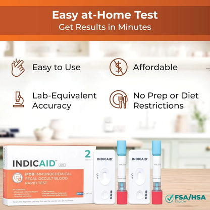 INDICAID Immunochemical Fecal Occult Blood 1 Count (Pack of 2), White, Orange