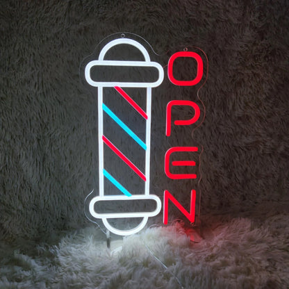 Barber Shop Neon Signs for Wall Decor 40 cm x 23.7 cm, open-28-1-FBM