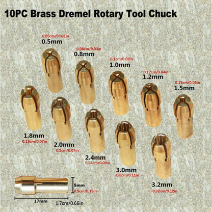 10Pcs Brass mETAL Quick Change Nut Kit Tools Part Power Rotary For Dremel C