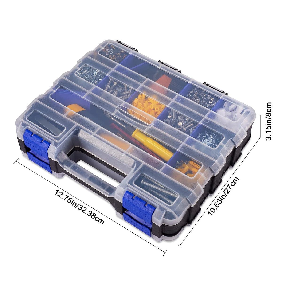 Small Parts Storage Case Tools Box Organizer Double Side 34 1 PACK, Blue