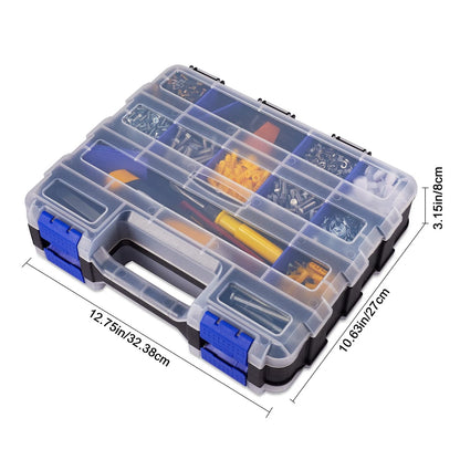 Small Parts Storage Case Tools Box Organizer Double Side 34 1 PACK, Blue