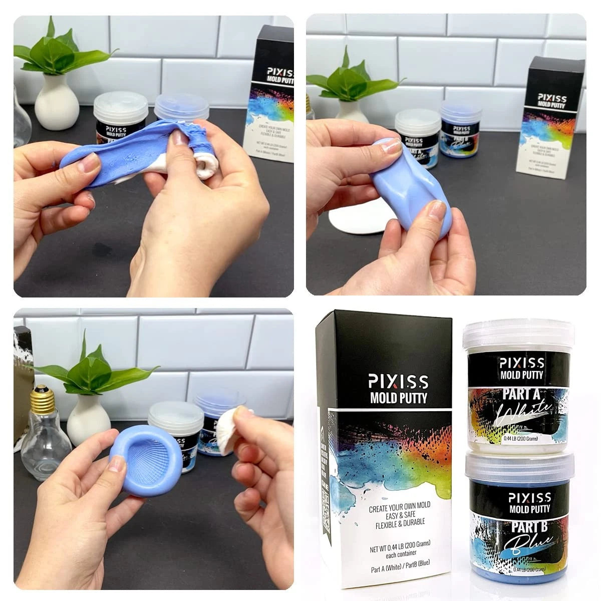 Mold Putty Silicone Making Kit, Super Easy 1:1 Mix Putty, 7/8 Lb Blue