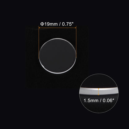 HARFINGTON Watch Crystal Glass Len 19mm Dia 1.5mm Thick x 1.5mm, Clear