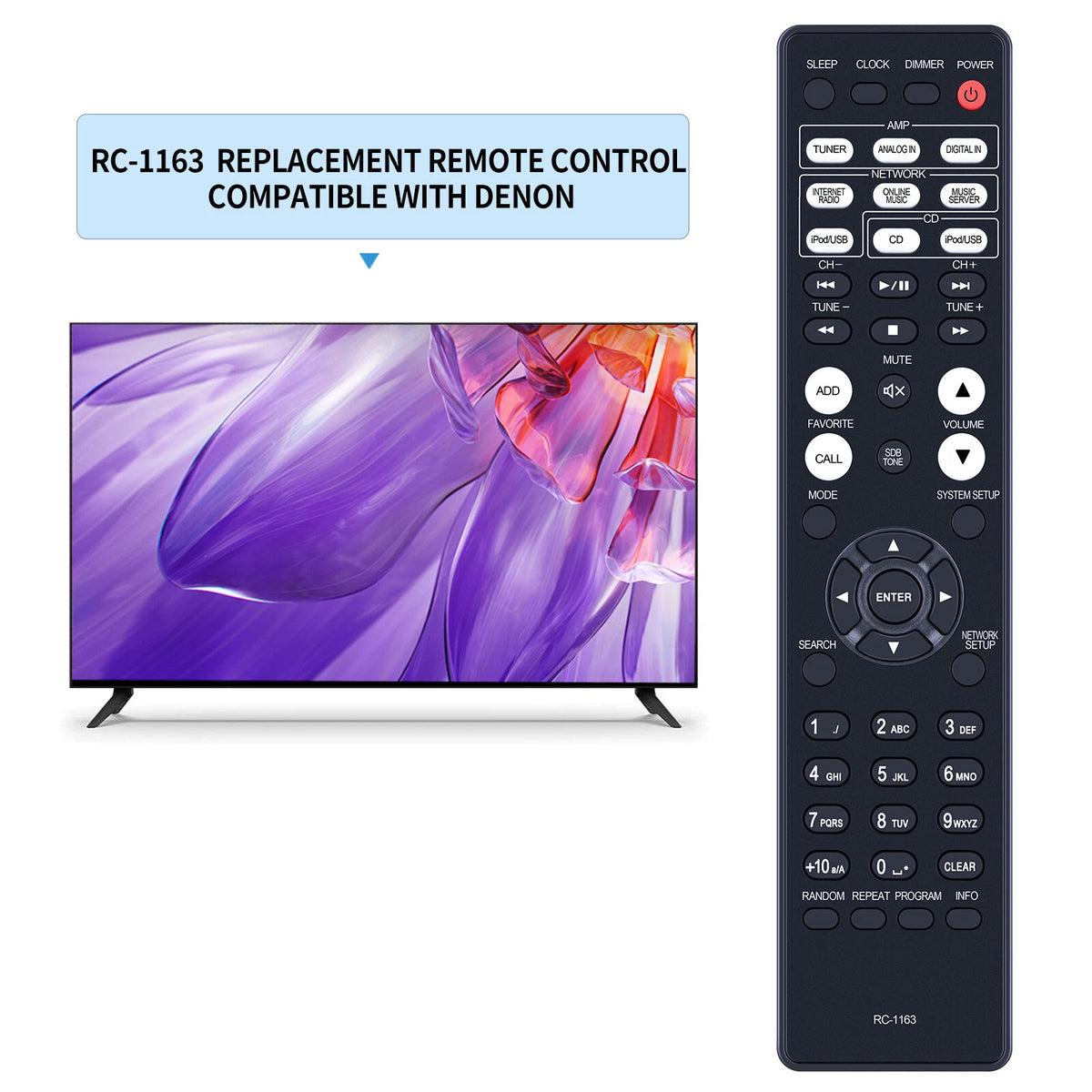RC-1163 Replacement Remote Control For DENON DCD-F109, DCDF109, DRA-F109