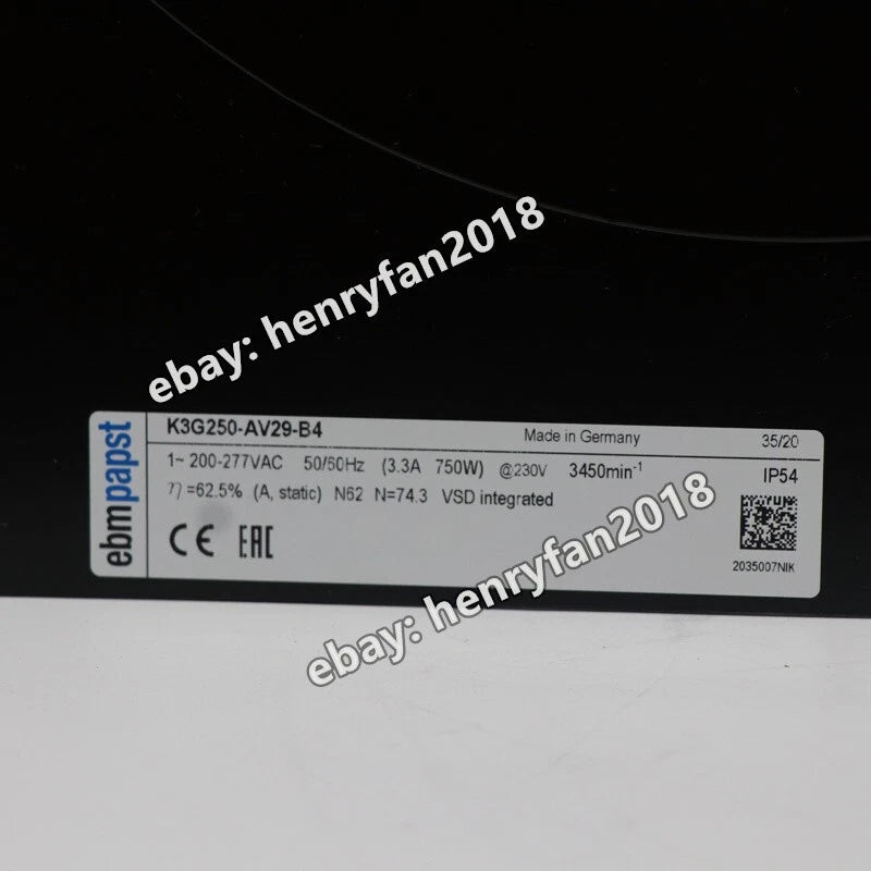 Ebmpapst K3G250-AV29-B4 Centrifugal Fan 1~ 200~277VAC 750W 3.3A EC Cooling Fan