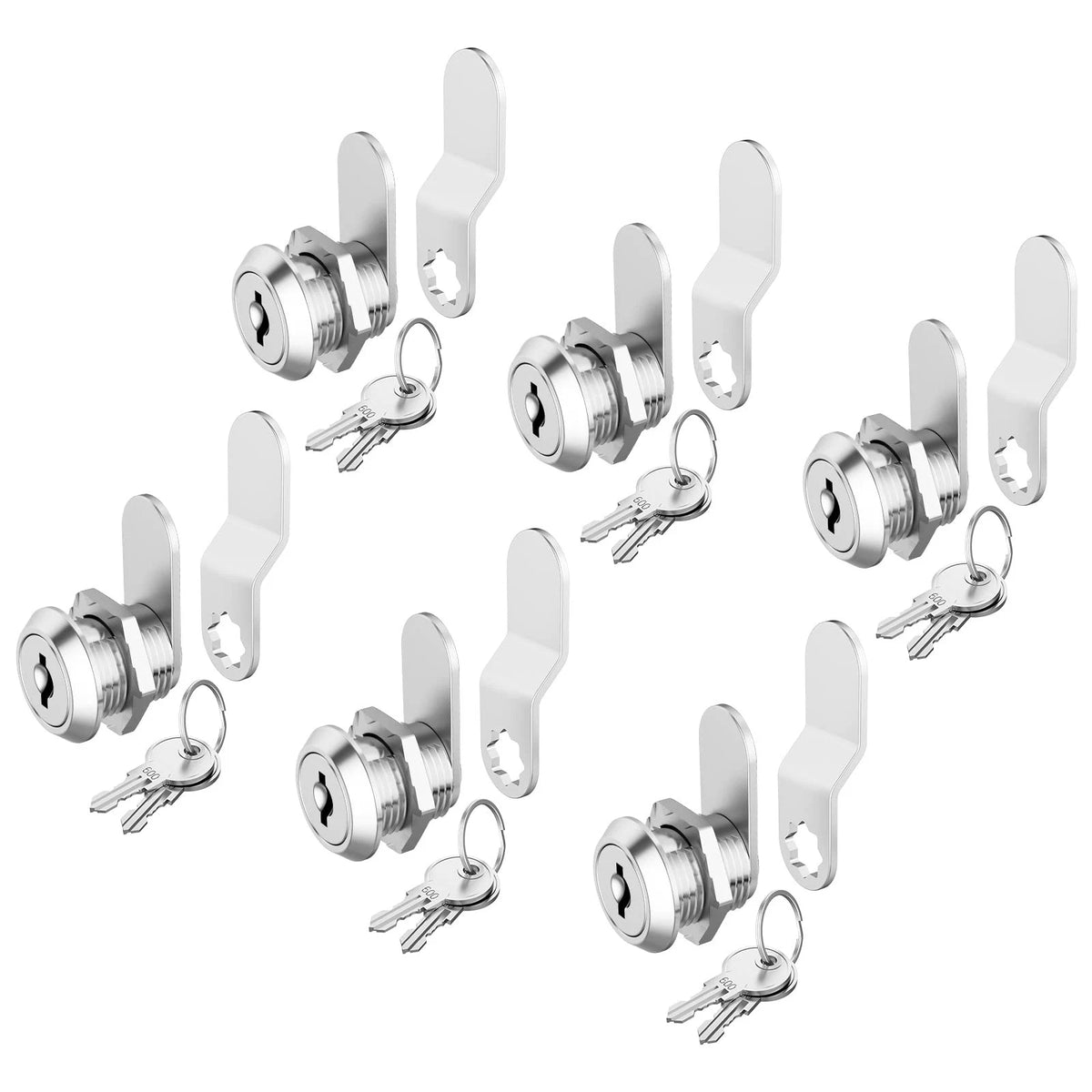 Hecfu 6 Pack Cabinet Locks with Keys, 5/8" Cam Lock 6 5/8 Inch, Silver