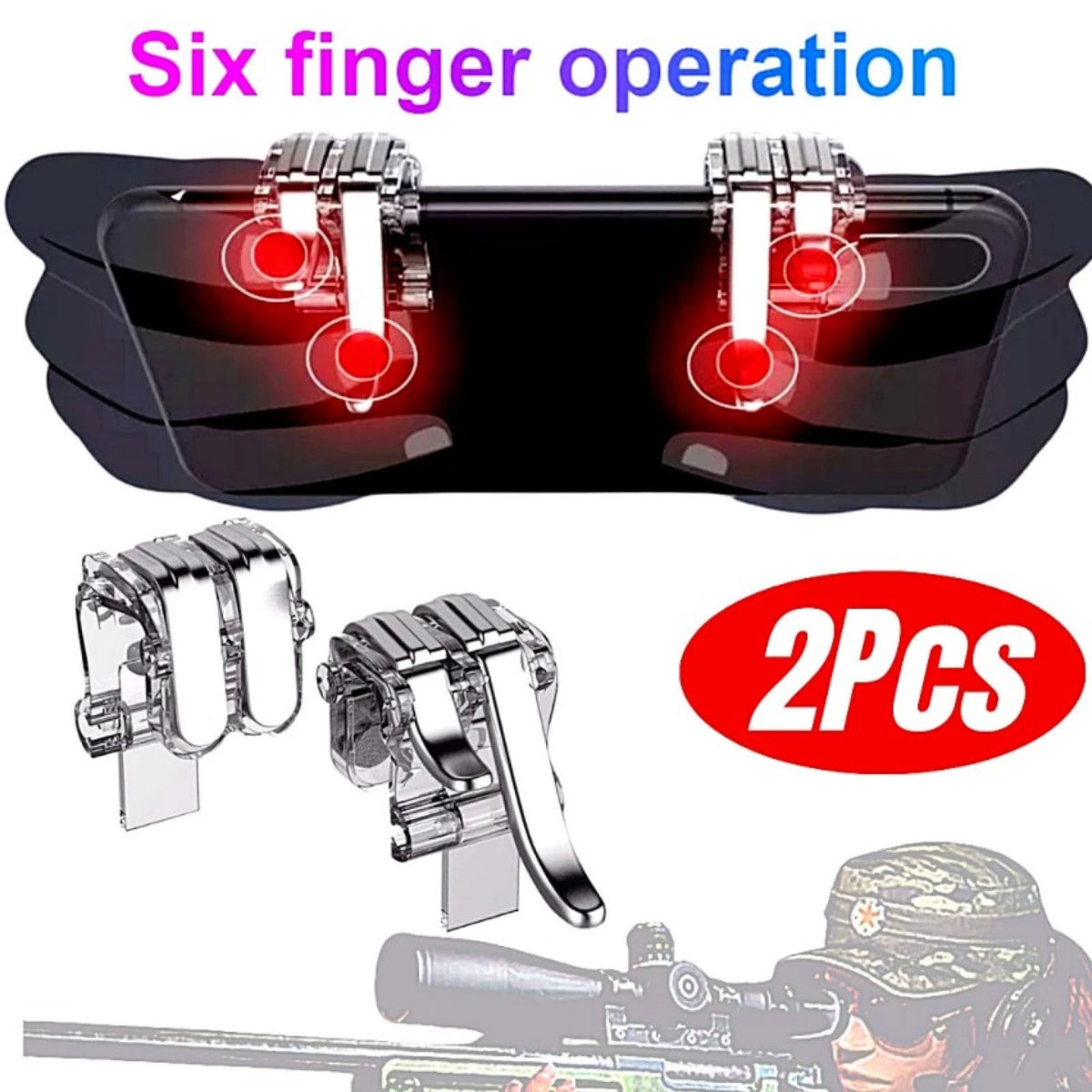 1 Pair Univseal W6 Gaming Trigger Phone Game PUBG Mobile Controller Gamepad