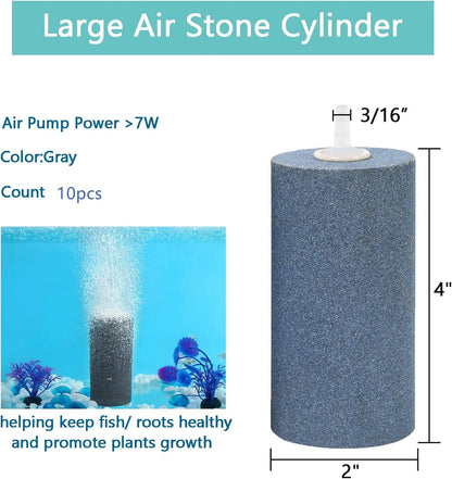 AQUANEAT 4x2 inch Aquarium Air Stones 10pcs, Aerator inch, Grey