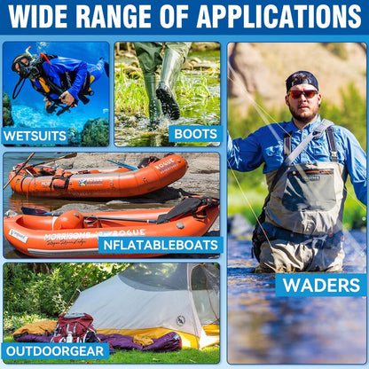 Wader Repair Glue, Flexible Patch Kit, Fast-Drying, Waterproof, Clear
