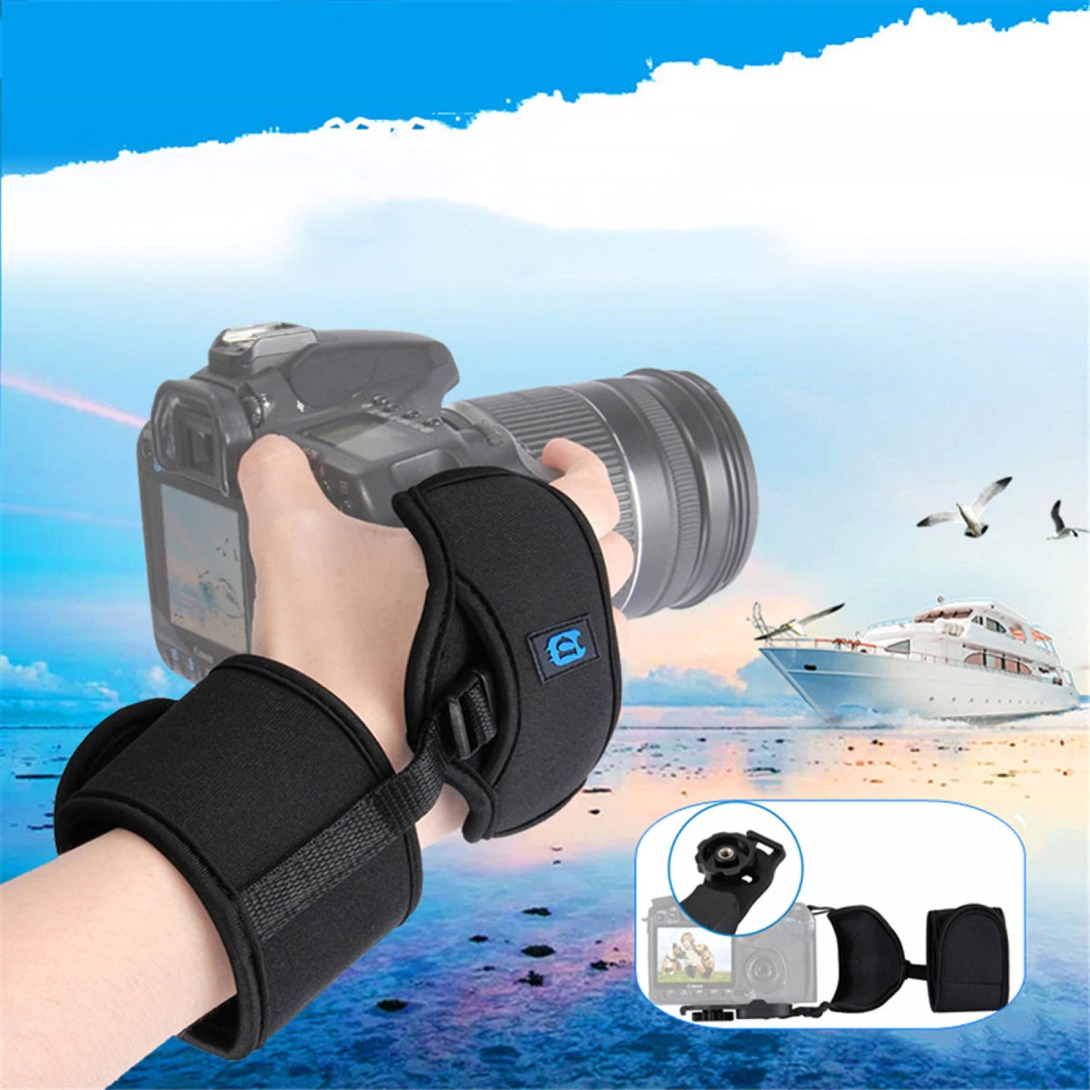 Adjustable Neoprene Wrist Stabilizing Strap Band For Canon Nikon SLR/DSLR Camera