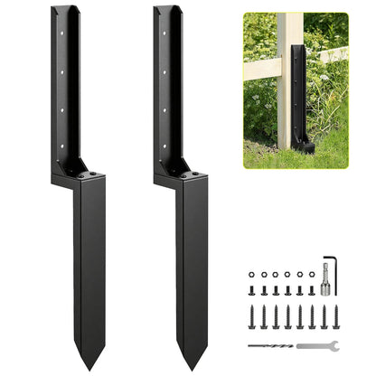 2pcs Fence Post Repair Kit - Fix Rotted or 1.96” x31.5” x15.75 in, Black