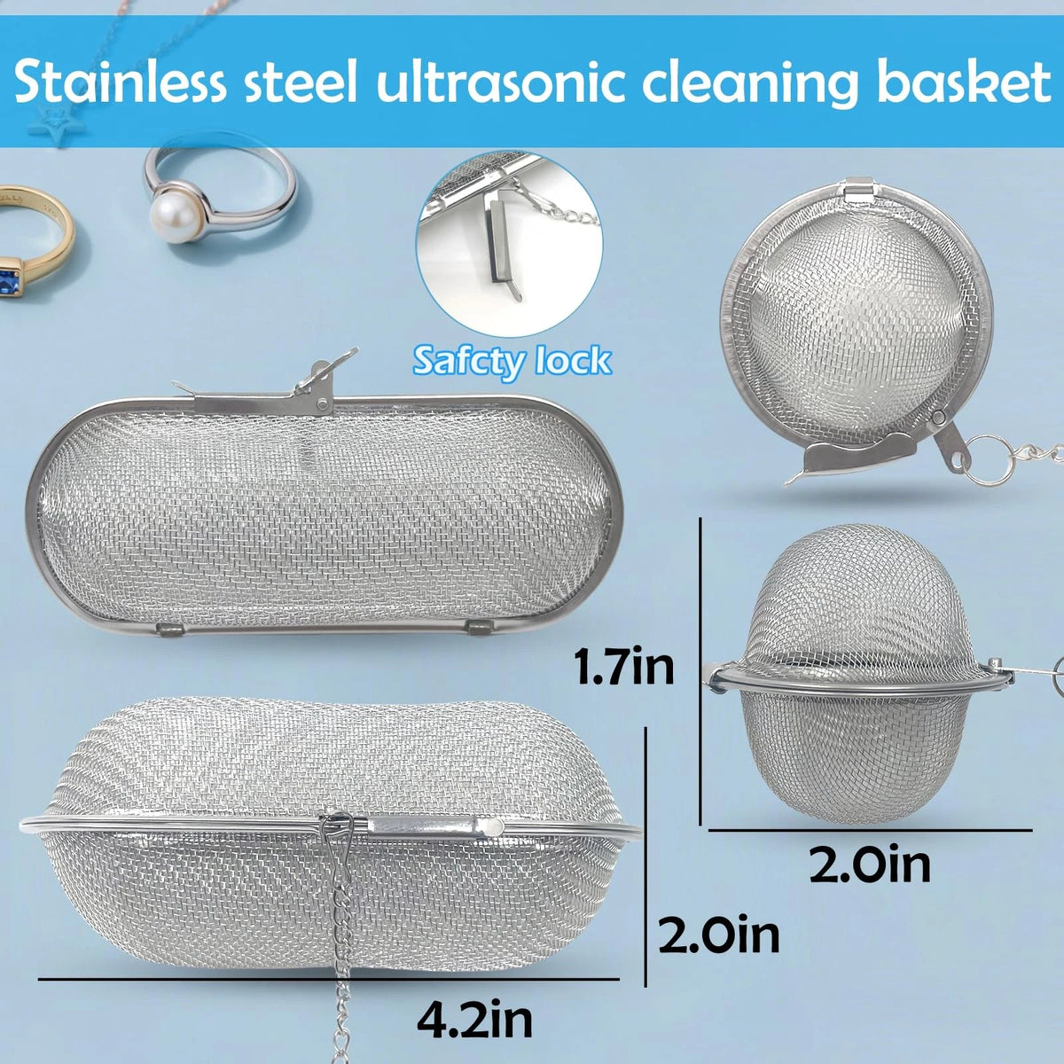 4PCS Stainless Steel Ultrasonic Cleaner Basket - Professional Jewelry &...