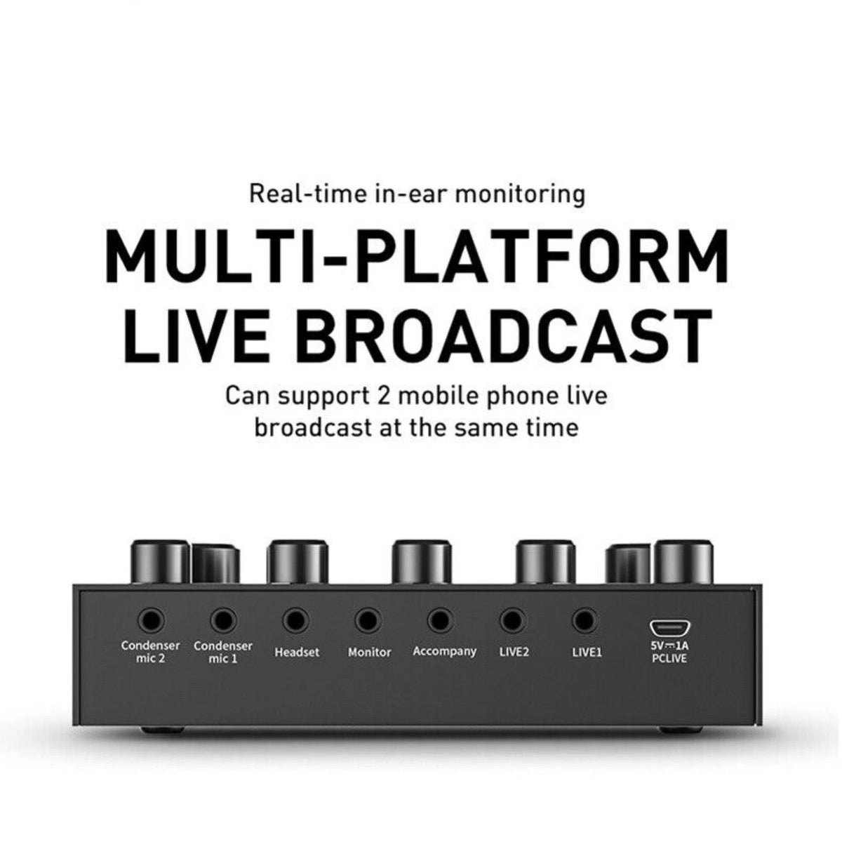 Multi-function V8S Sound Card W/Rich Sound Effect Live Broadcast Audio Equipment