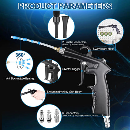 Car Cleaning Gun Detailing Interior 1 cm (Width x Length x Height), Black