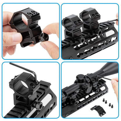 Modkin 1 Inch Scope Rings Set of 4, 2 Pieces High Profile One Size, Black
