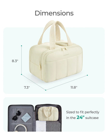 BAGSMART Travel Toiletry Bag, Puffy Large Bag for Large, B-Black