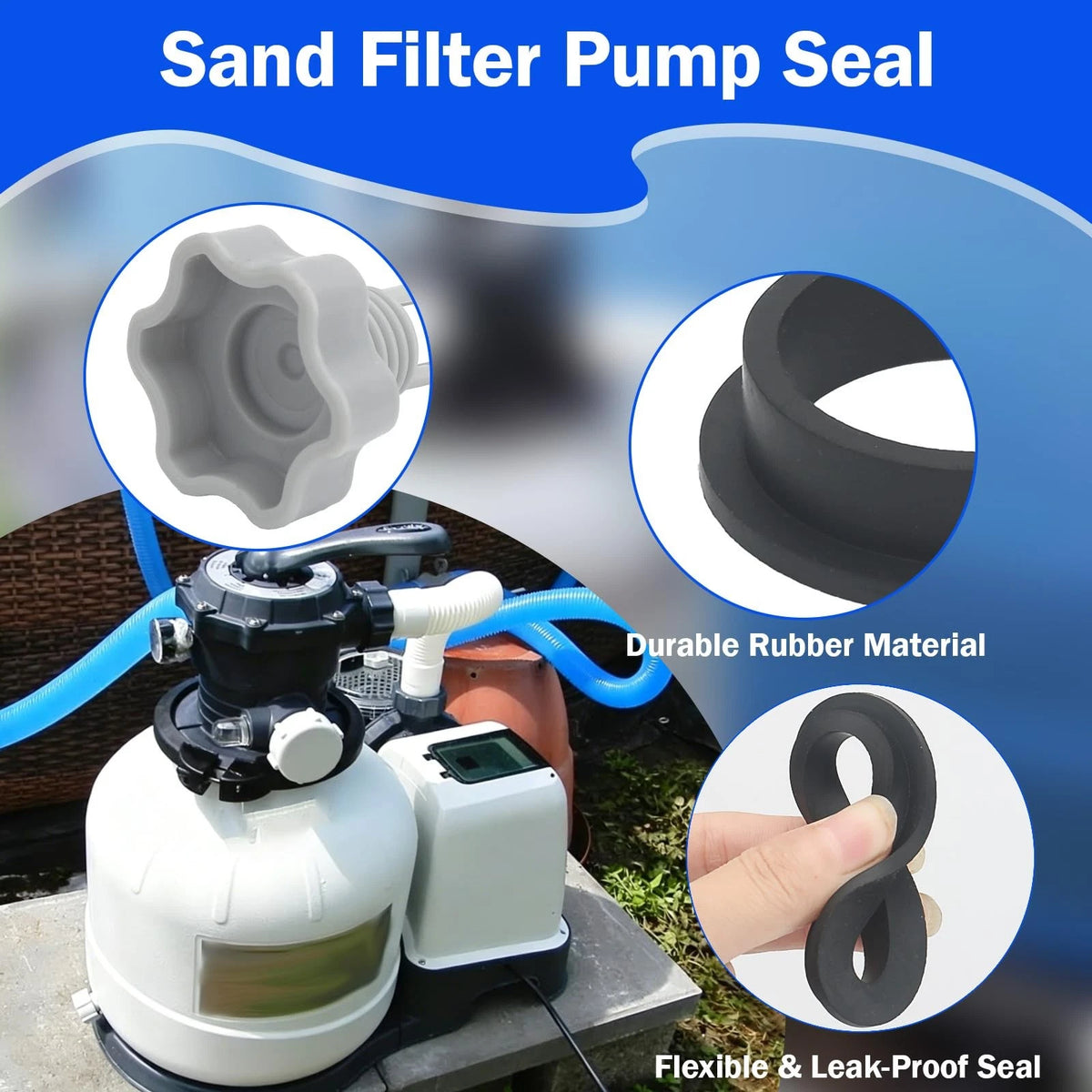shiguan Sand Filter Pump Seal Gasket Replacement Kit Compatible with black