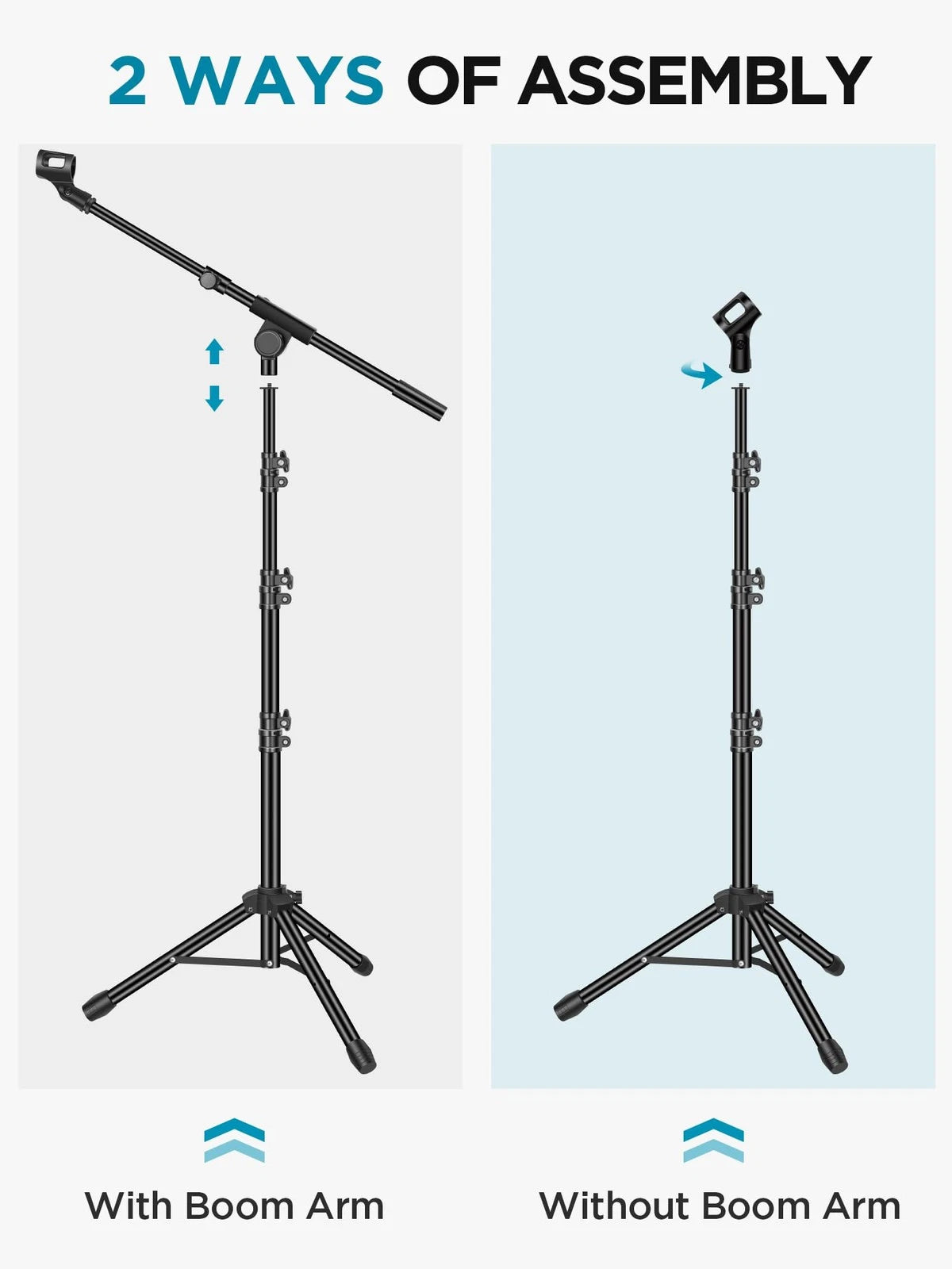 InnoGear Microphone Stand, Tripod Boom Arm Floor Mic Stand Height Black
