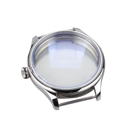 Silver 44mm Stainless Steel Watch Case For ETA6497/6498 Movement Repair Part aa