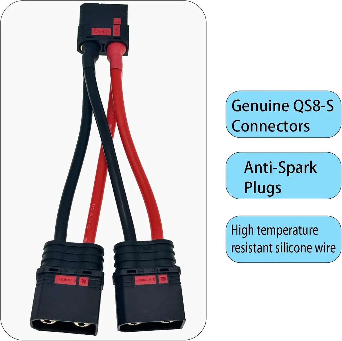 Anti Spark QS8-S Connector QS8 Male Female Parallel Y Wire Harness Adapter...