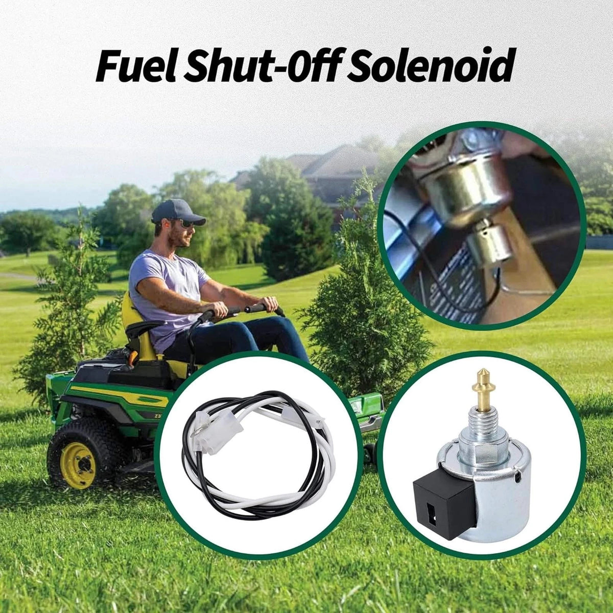 Durable Metal Plastic Fuel Shut-Off Solenoid for John Deere X106 X107 X117R