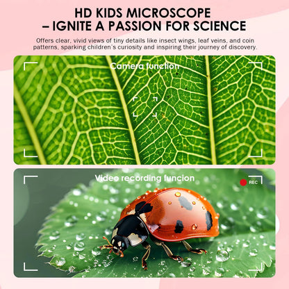 Zynoscope Microscope for Kids 1000X Magnification, 3-in-1 Handheld Pink