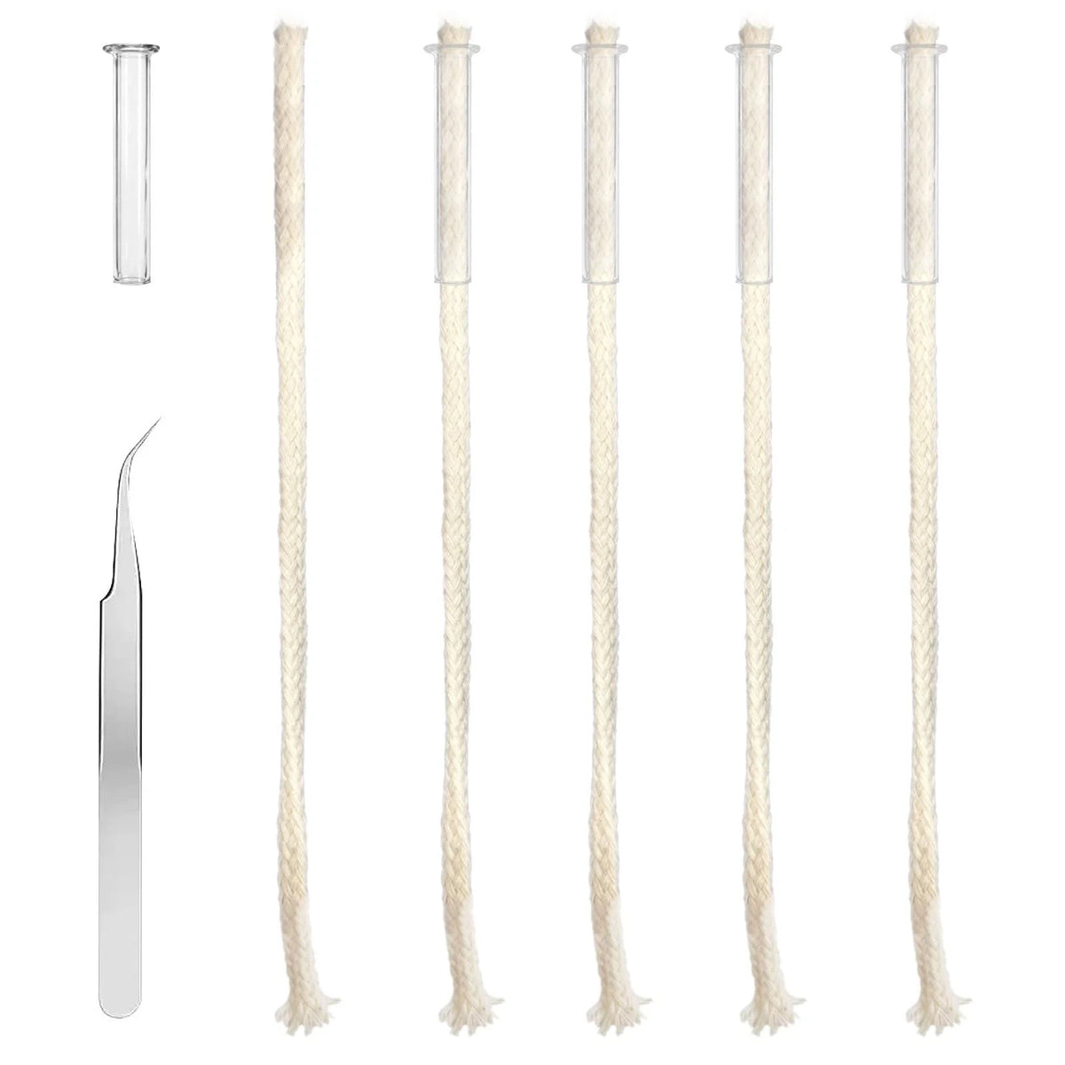 5PCS Oil Lamp Wicks with Glass Tube Holder - Wick White 1