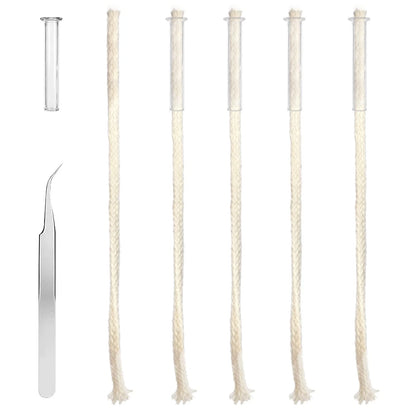 5PCS Oil Lamp Wicks with Glass Tube Holder - Wick White 1
