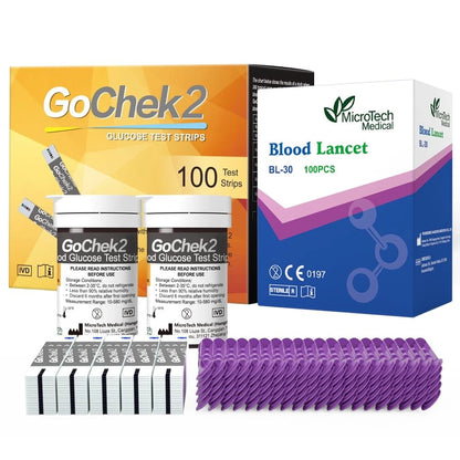 MicroTech Blood Glucose Test Strips & Lancets, 180d Opening 100 Count, Non