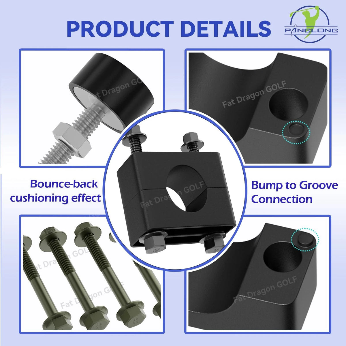 Panglong Club Car DS Brakes Block Mounting Set with Screw Nut, Black