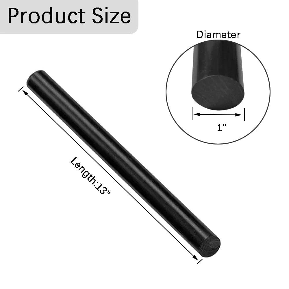 2 Pcs HDPE Rod,HDPE High Density Polyethylene Round Rod,1"x 1"x 13", Black