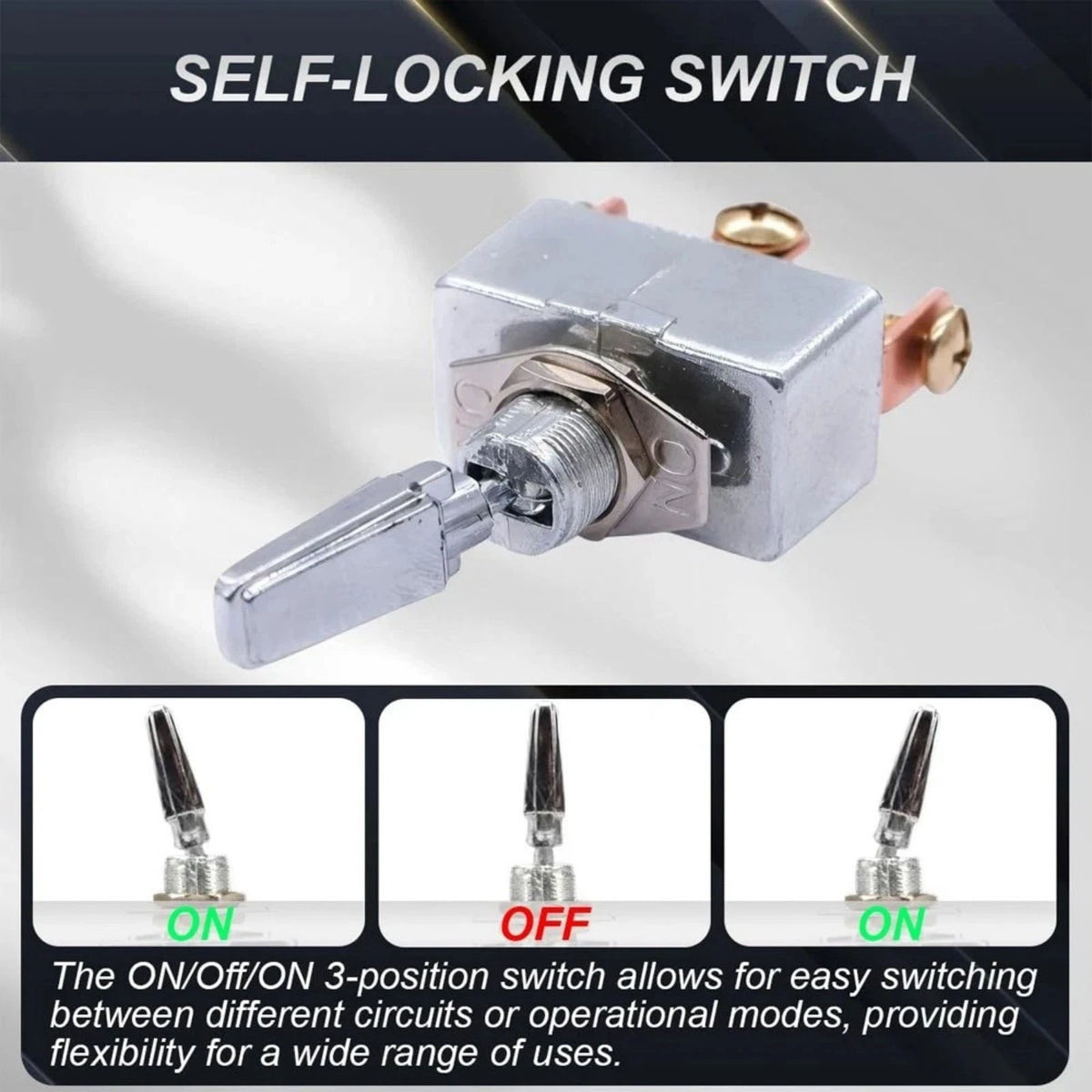 50A 12V DC Toggle Switch 3 Position ON-OFF-ON Pre-Wired for Vehicle Installation