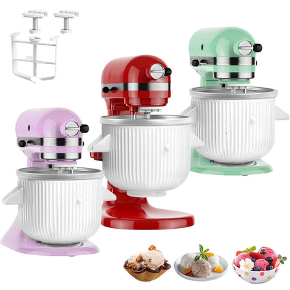 GuanQiao Ice Cream Maker Attachment: For KitchenAid Stand 2 Quart, White