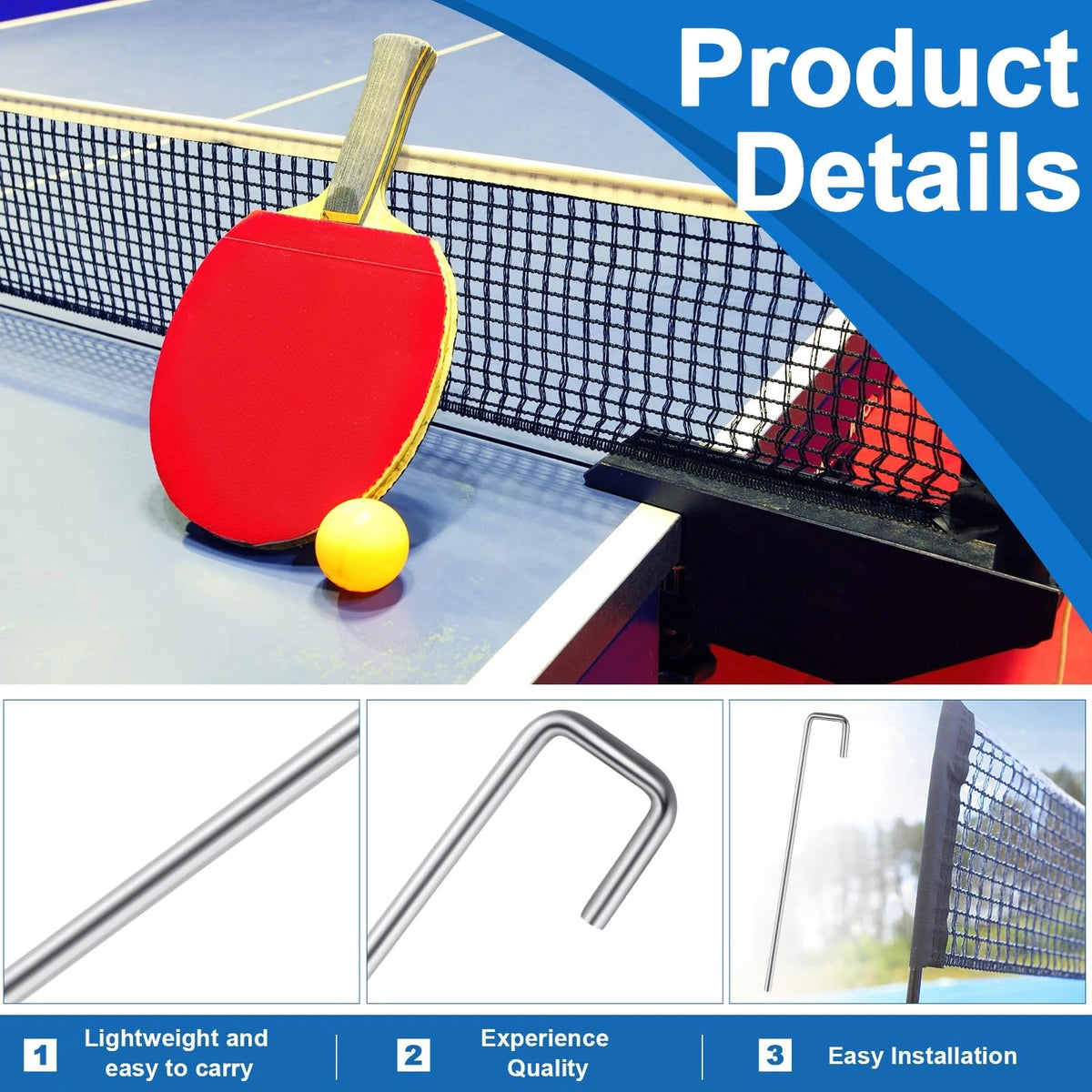 Moxweyeni 20 Pcs Table Tennis Net J Pin Replacement Sports 6.5 x 0.8", silver