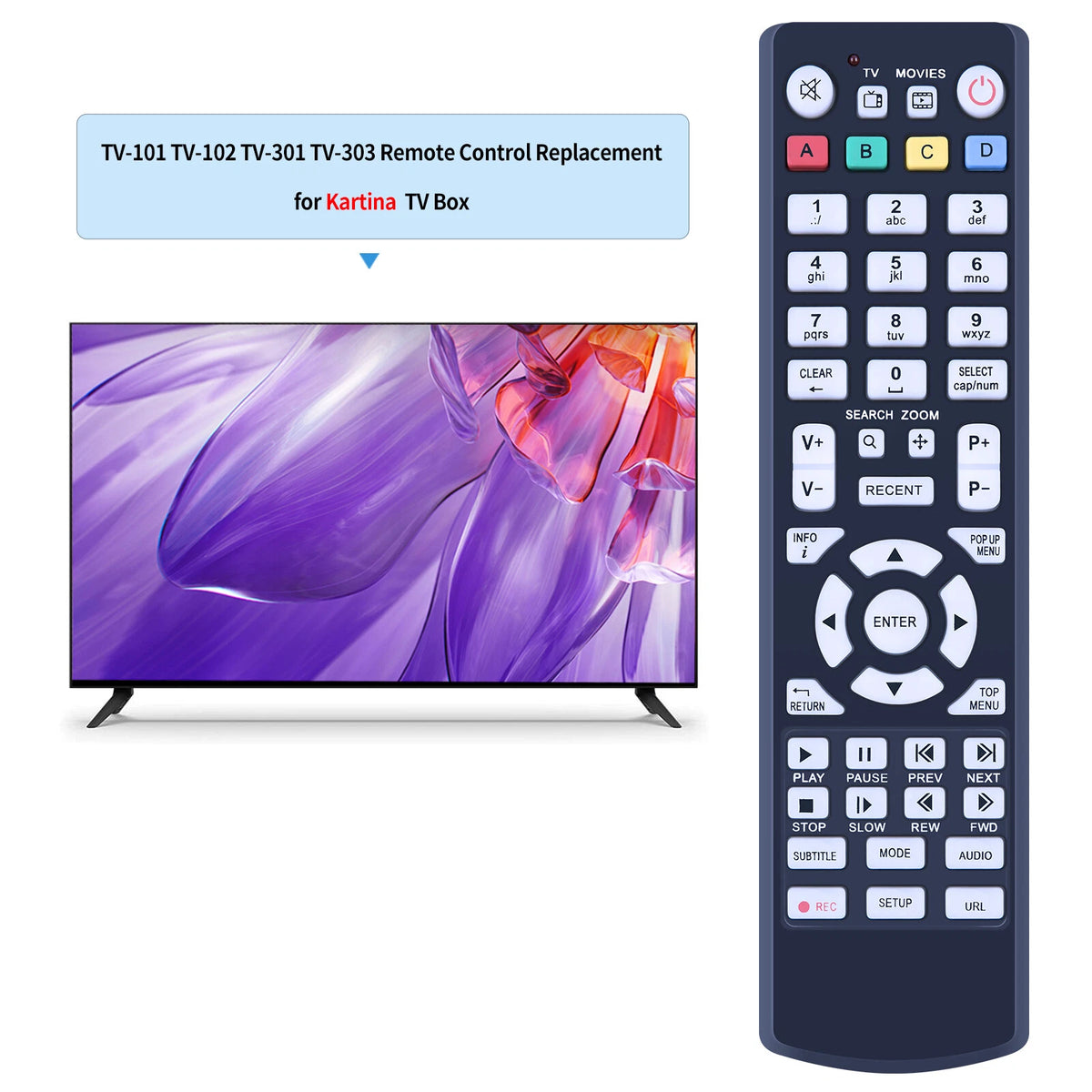 Replace Remote Control For KATINA TV Box Micro HD Relax Dune HD 53D TV-101