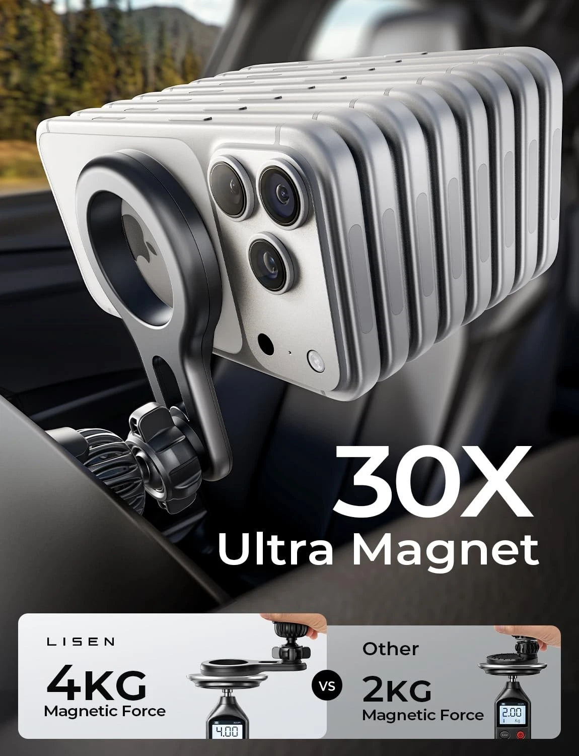 LISEN for MagSafe Car Mount, Magnetic Phone holder your car, Black