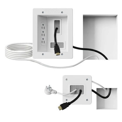 Mount-It! in-Wall TV Cable Management Kit with Recessed Power - White/Gray