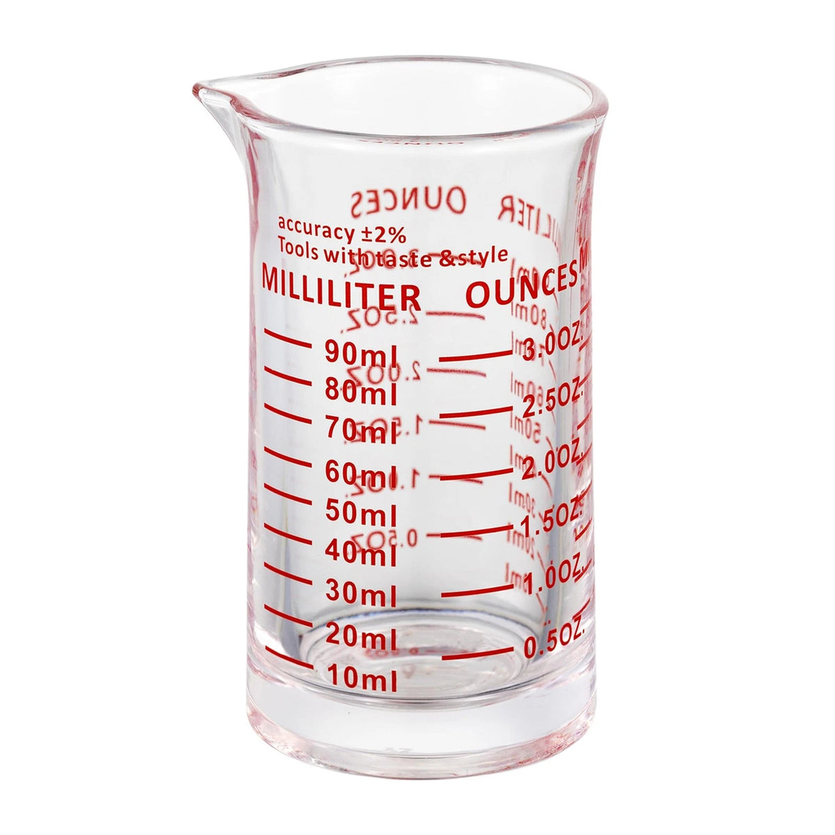 Ackers 3oz/90ml Glass Measuring Cup – Shot with middle, Red(Single)
