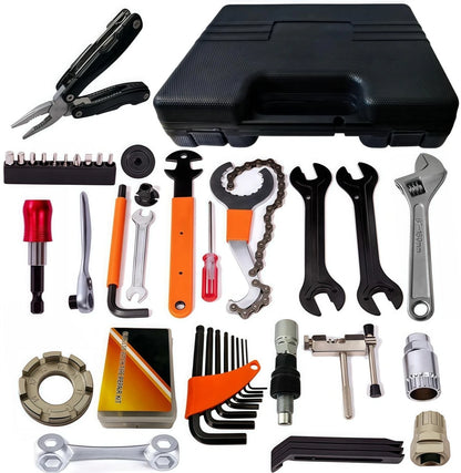 YBEKI Professional Bike Repair Tool Kit with Hard Case - Complete Black