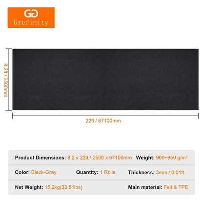Grefinity Garage Floor Mat，8.2’x 22' Oil Spill Mat 8.2’x 22', Charcoal Gray