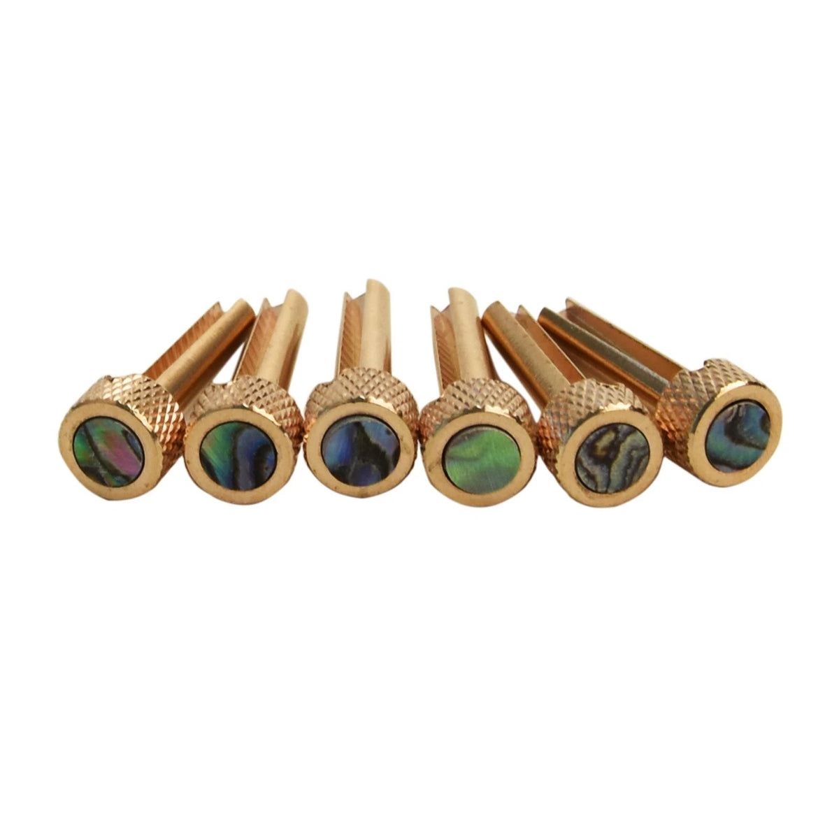 6Pack Flat Top Design Brass Bridge Pins Abalone Dot Inlay For Acoustic Guitar C
