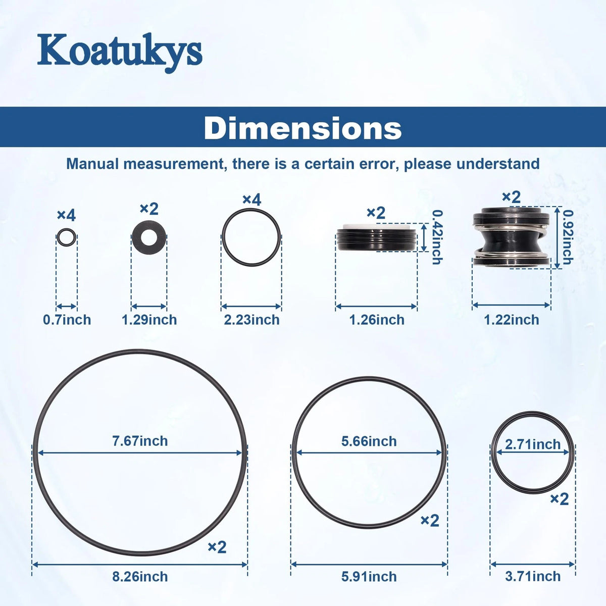 Koatukys O-Ring Rebuild Kit Replaces for Pentair SuperFlo 111(2), Black