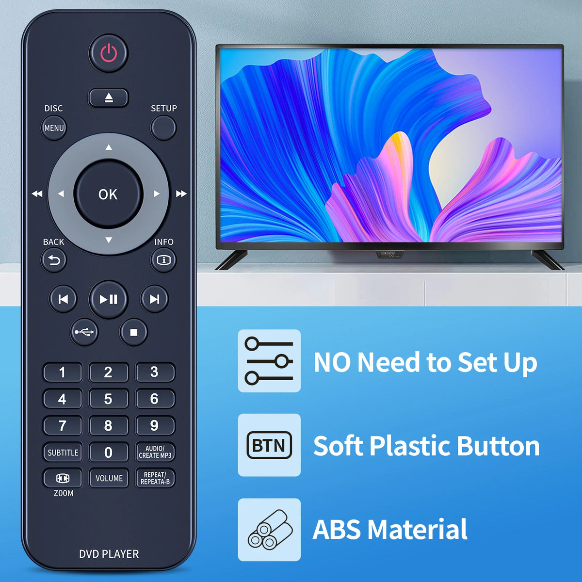 Replacement Remote Control For Philips DVD DVP3962 DVP3980,DVP3982