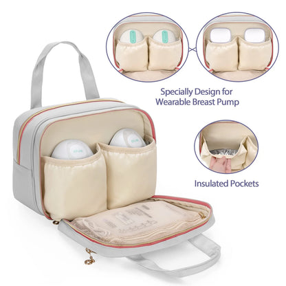 Damero Wearable Breast Pump Bag Compatible with Only, Light-Gray Pink