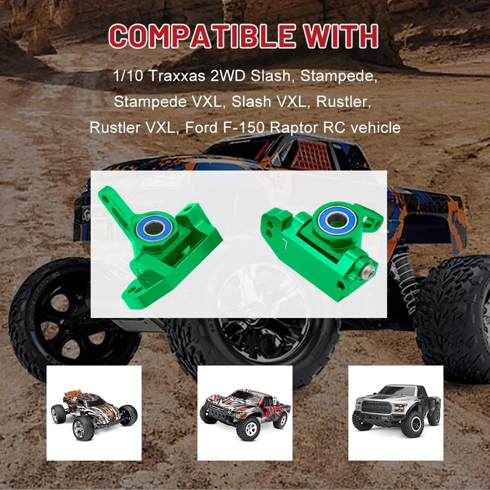 OGUNKE RC Aluminum Front Caster Block&Steering Blocks and Rear Stub Green