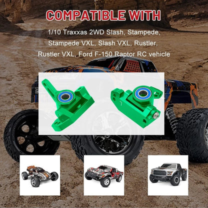 OGUNKE RC Aluminum Front Caster Block&Steering Blocks and Rear Stub Green