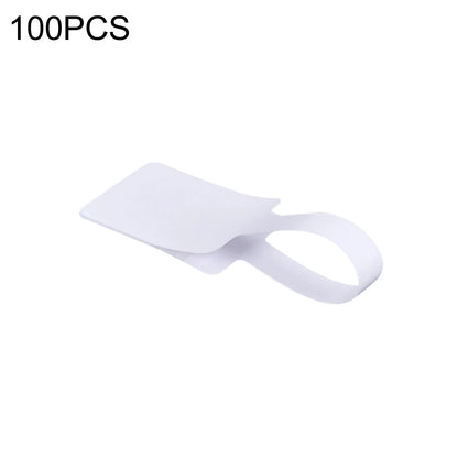 100x White Square Head Adhesive Price Label Tags with Hanging String uu