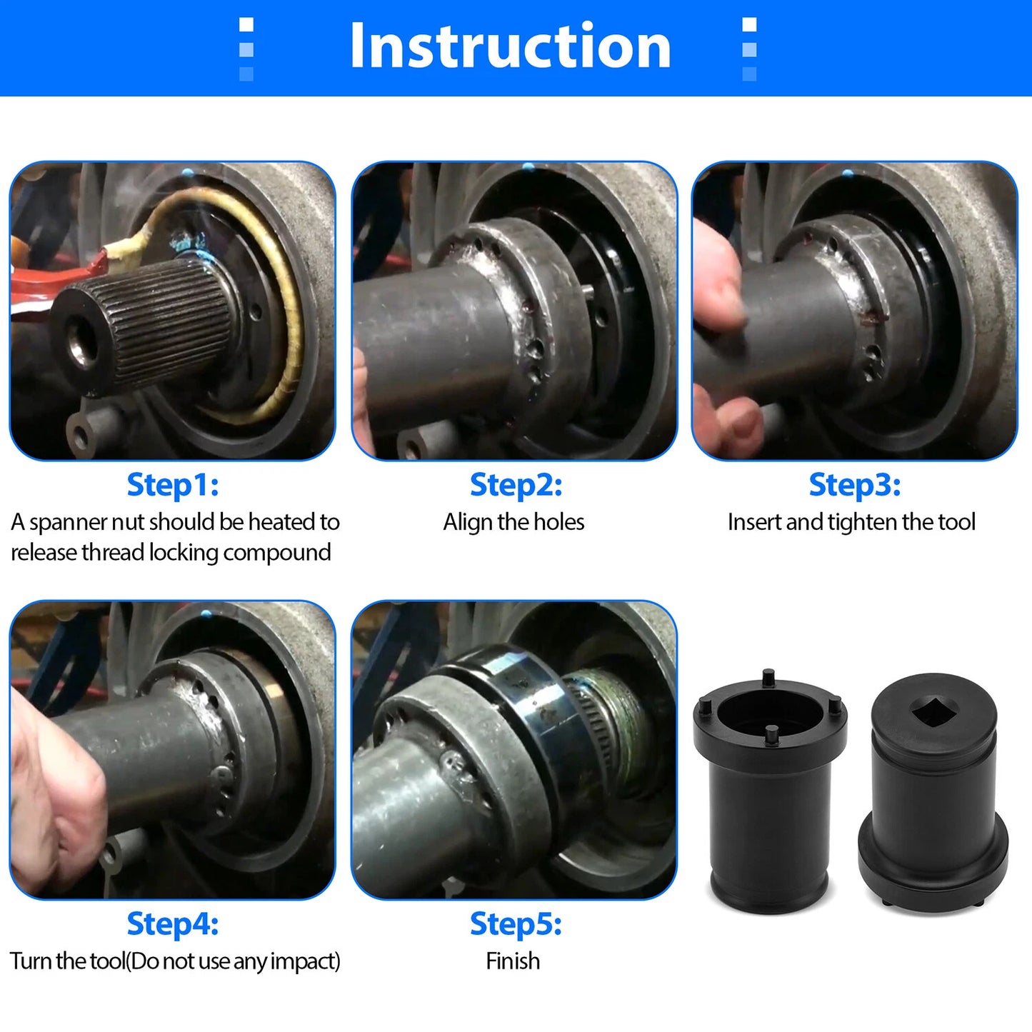 Output Shaft Locknut Socket Removal Tool T-7458 For Ford TorqShift 5R110W, 4R100