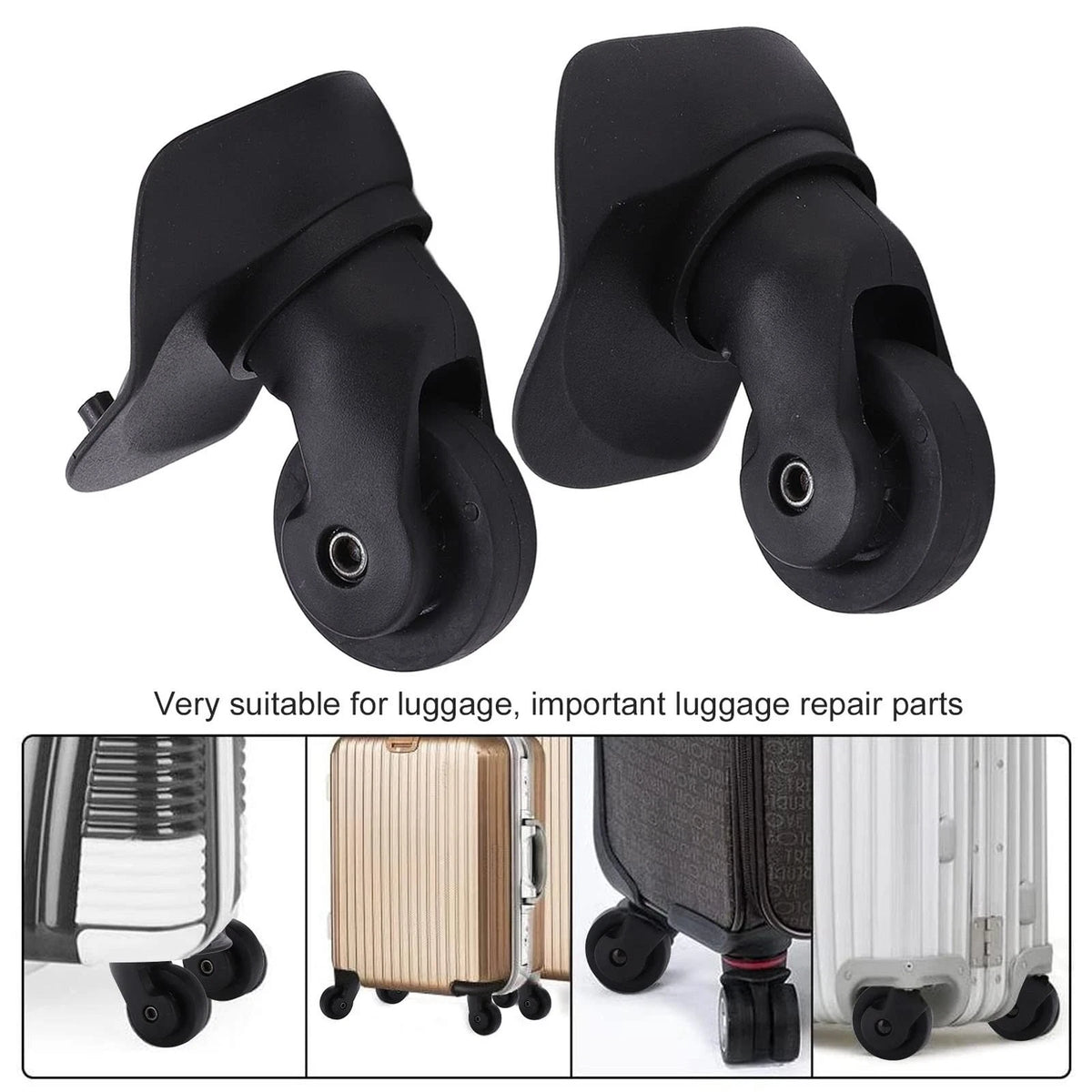 Leapiture A23 Luggage Wheels Replacement Mute Swivel Suitcase Casters 1 Black
